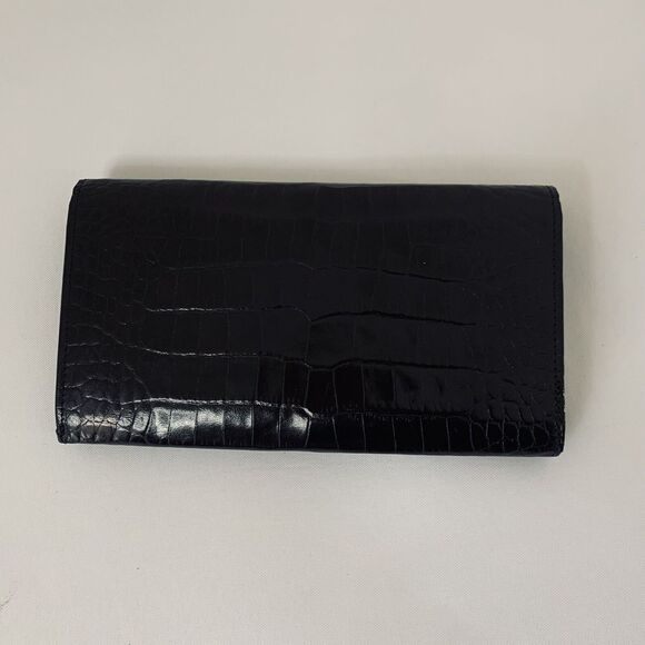 Vintage Ralph Lauren Wallet Alligator Embossed Leather Black Rare Production 80s - Picture 2 of 13